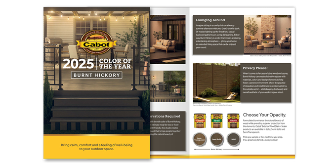Cabot® Stain Burnt Hickory 2025 Color of the Year brochure