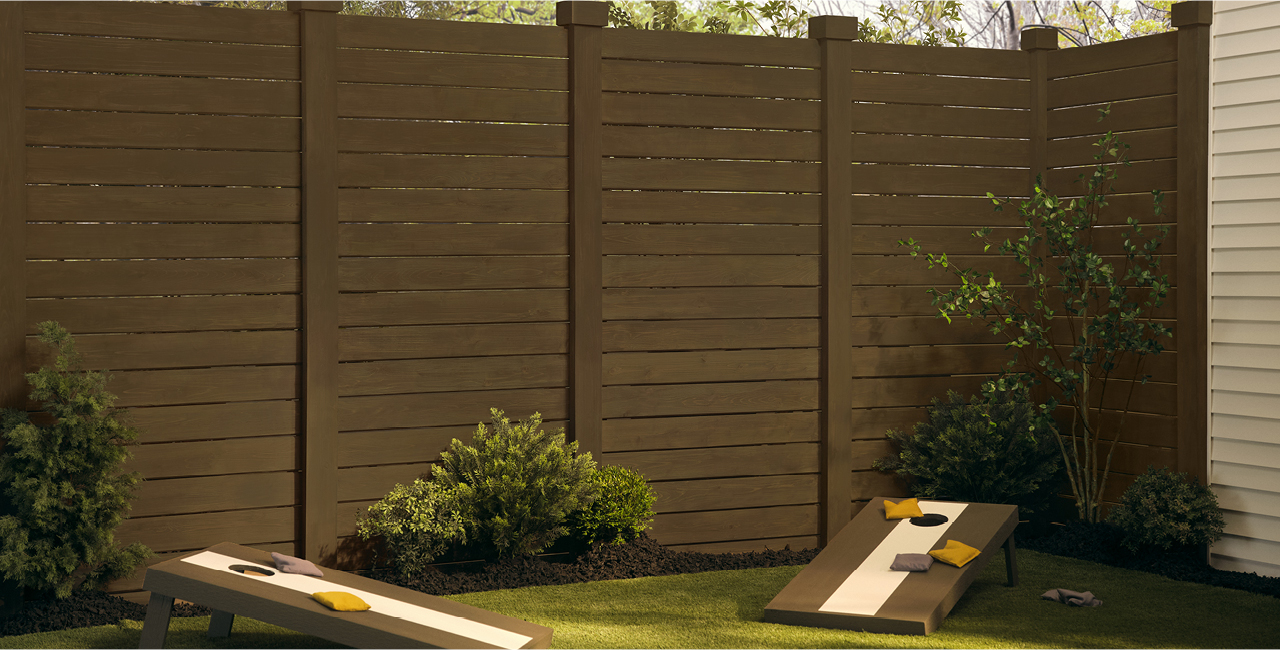 privacy fence stained in Burnt Hickory